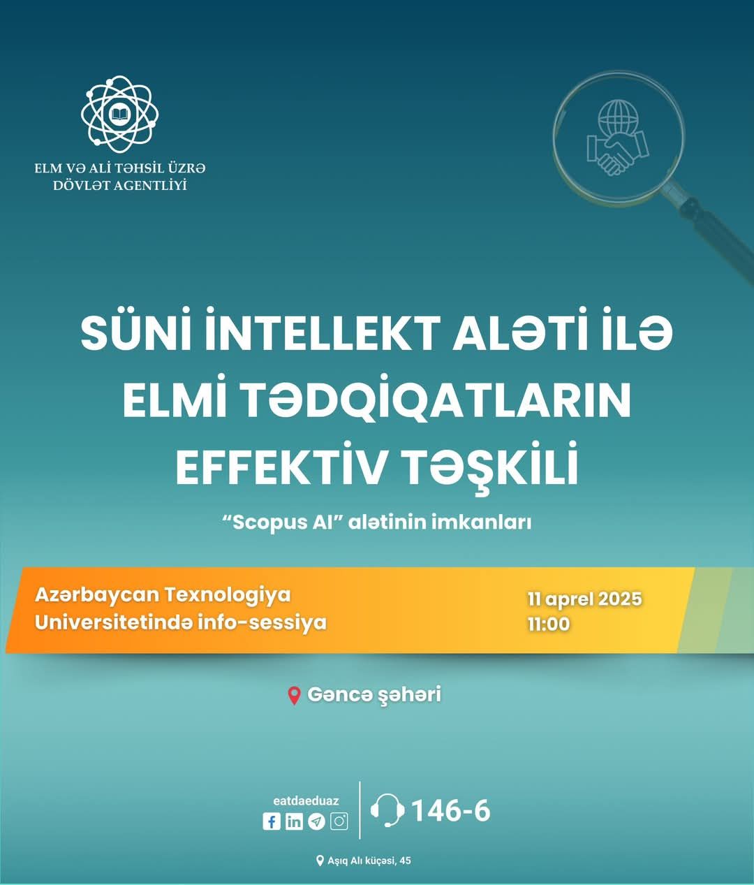 Süni intellekt aləti ilə elmi tədqiqatların effektiv təşkili: “Scopus AI”ın imkanları mövzusunda Gəncədə info-sessiya keçiriləcək