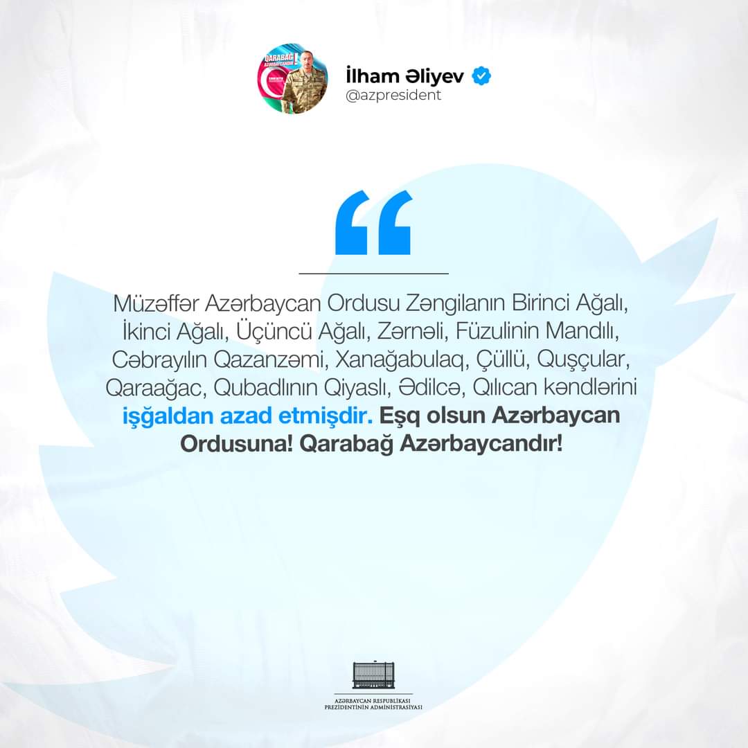 Eşq olsun rəşadətli Azərbaycan Ordusuna!