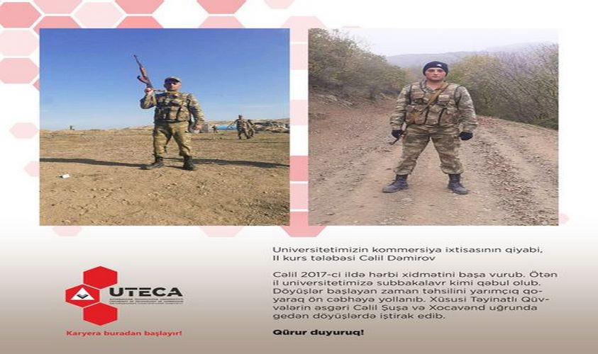 Təhsilini yarım qoyaraq ön cəbhəyə yollanan igid